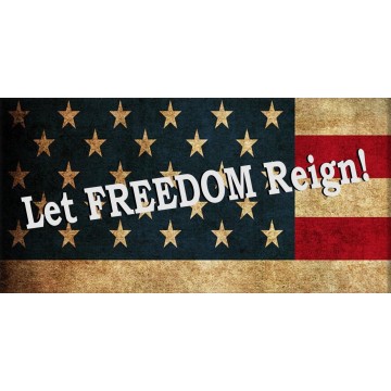 Let Freedom Reign On American Flag Photo License Plate