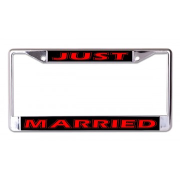 Just Married Chrome License Plate Frame