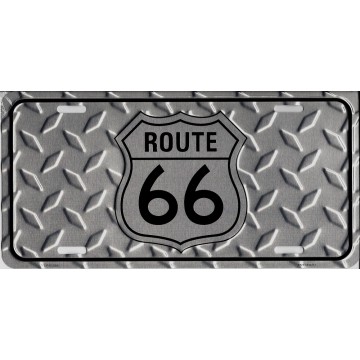 Route 66 Diamond Cut Metal License Plate 