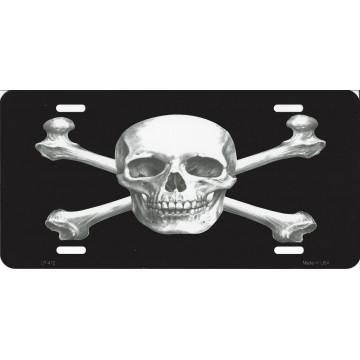 Skull And Crossbones Metal License Plate