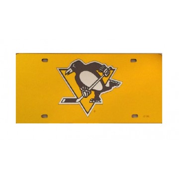 Pittsburgh Penguins Gold Laser License Plate