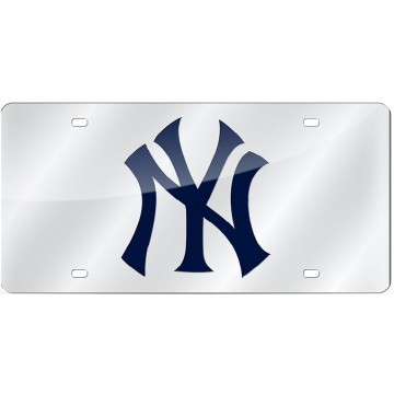 New York Yankees Silver Laser License Plate