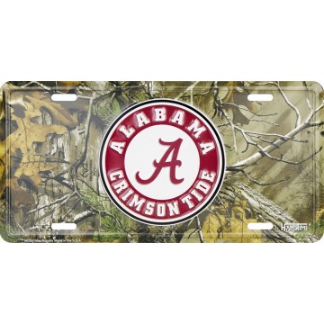 Alabama Crimson Tide Woodland Metal License Plate