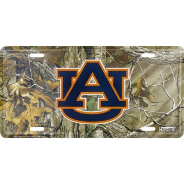 Auburn Tigers Woodland Metal License Plate