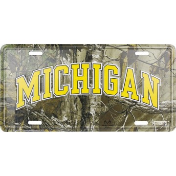 Michigan Wolverines Woodland Embossed Metal License Plate