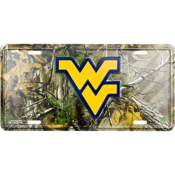 West Virginia Mountaineers Camo Metal License Plate