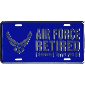 U.S. Air Force Retired Metal License Plate