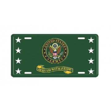 U.S. Army Served With Pride Metal License Plate