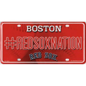 Boston Red Sox #RedSoxNation Metal License Plate