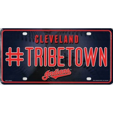 Cleveland Indians #TribeTown Metal License Plate
