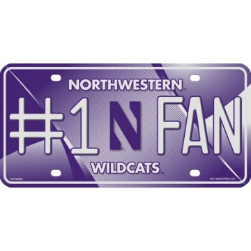 Northwestern Wildcats #1 Fan Metal License Plate