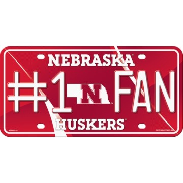 Nebraska Huskers #1 Fan Metal License Plate