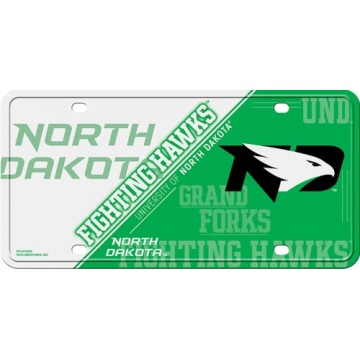 North Dakota Fighting Hawks Metal License Plate 