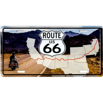 Route 66 Mountains Map Metal License Plate