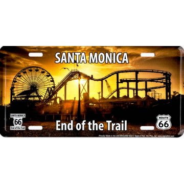 Route 66 End Santa Monica Metal License Plate