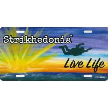 Strikhedonia Sky Diver With Purple Sky Metal License Plate