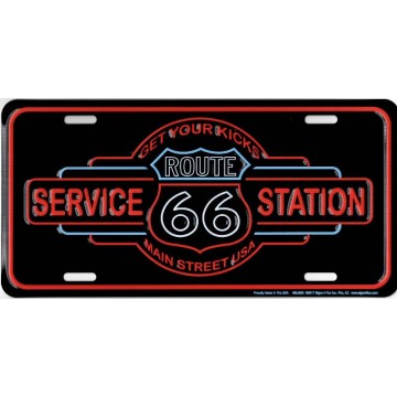 Route 66 Service Station Metal License Plate