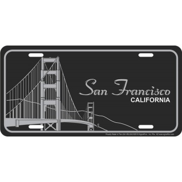 San Francisco California Black Metal License Plate