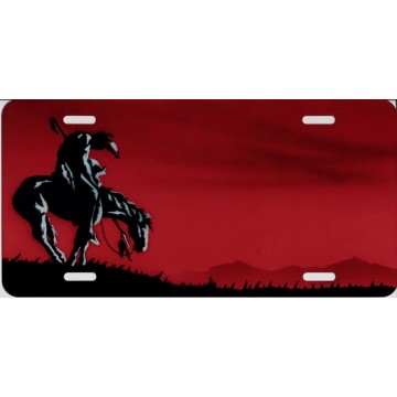 Native American On Horse Offset License Plate 