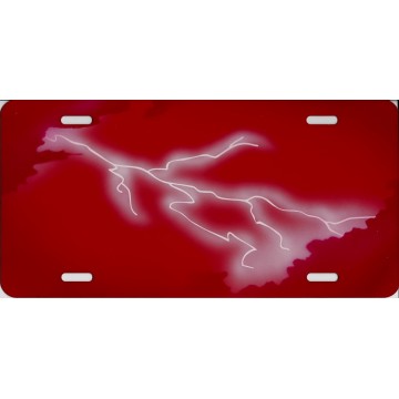 Lightning Offset Red License Plate 