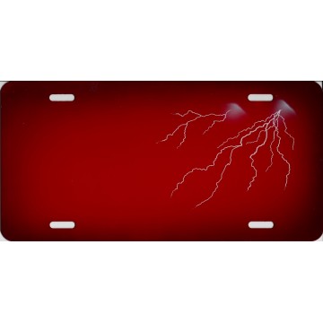 Lightning Offset Red License Plate 