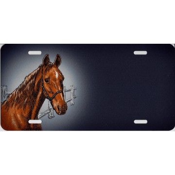 Offset Horse With Fence License Plate