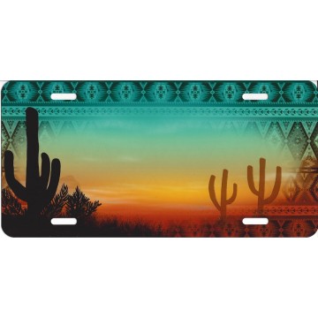 Sunset Cactus Design License Plate