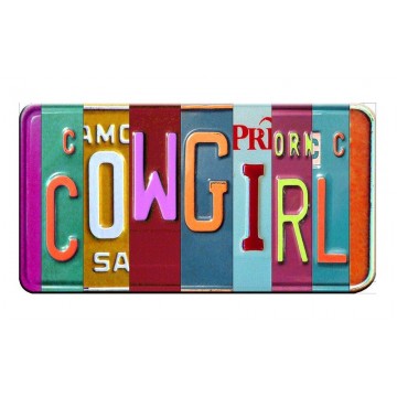 COWGIRL Cut Style Metal Art License Plate