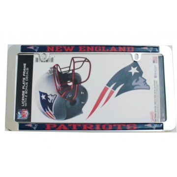 New England Patriots Thin Rim Value Chrome Frame w/Bonus Decals