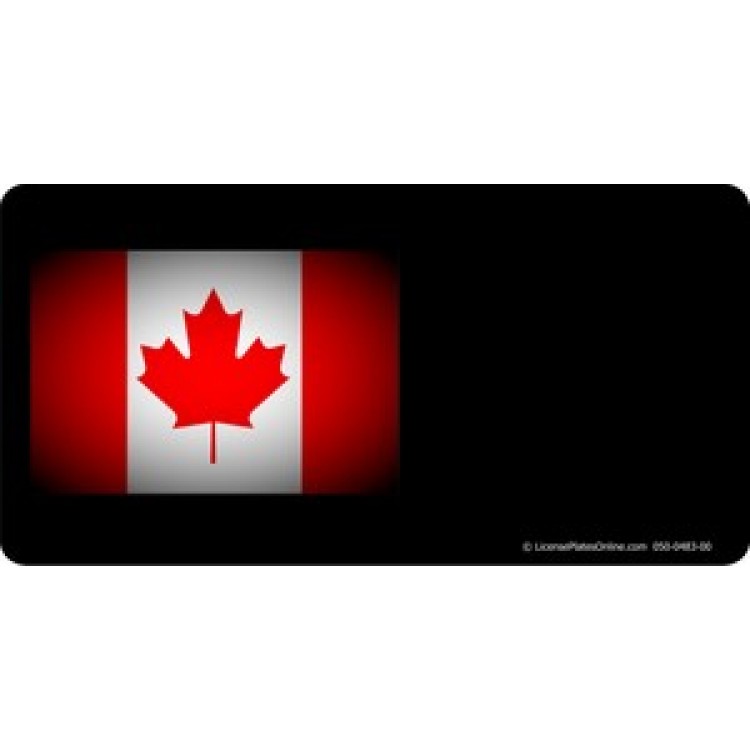 Canadian Flag Offset Photo License Plate 
