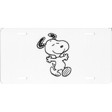 Snoopy On White Photo License Plate 
