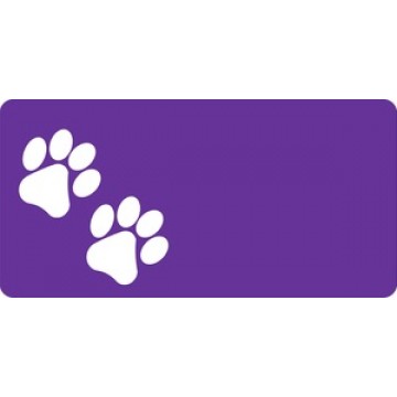 White Paw Prints Offset On Purple Photo License Plate 