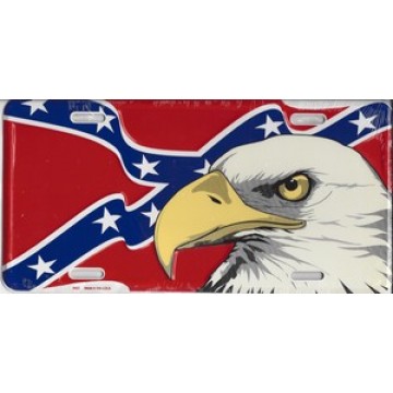 Eagle On Rebel Flag License Plate 
