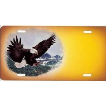Eagle Offset On Yellow Gold License Plate 