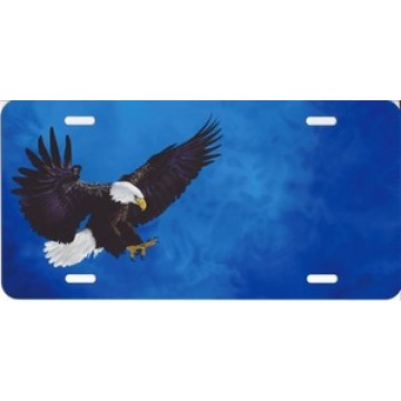 Eagle Offset On Blue License Plate 