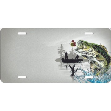 Offset Bass Fish License Plate 